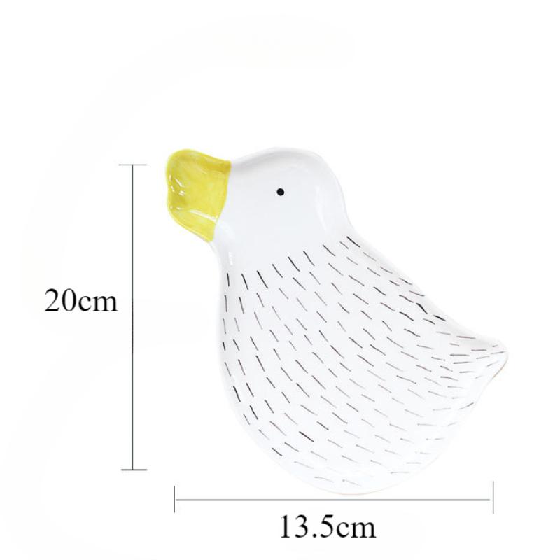 Cartoon Ceramic Saucer Ceramic Dipping Plate with Handle Sauce Plate Duckling Bowl Snack Yogurt Nut Dessert Salad Bowls