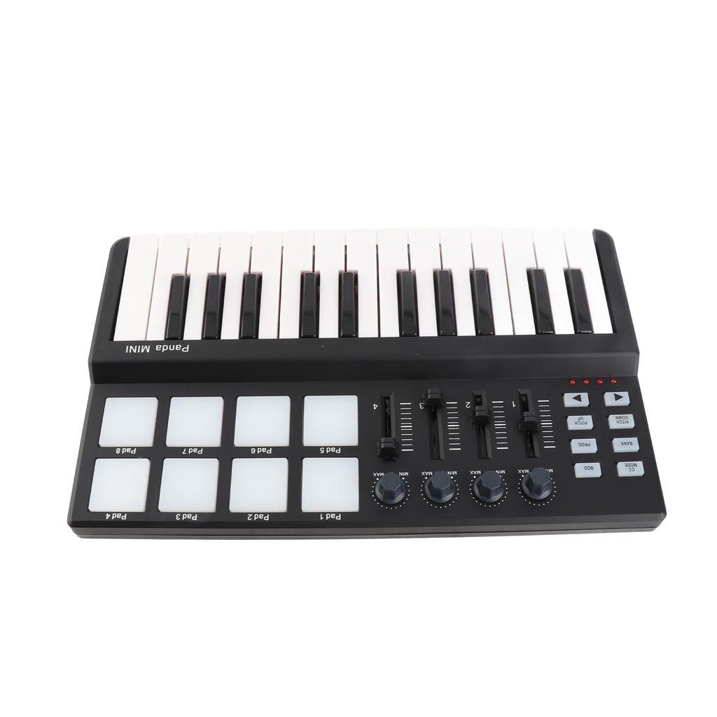 25 Key Ultra Portable USB MIDI Keyboard Controller with 8 Colorful Backlit Trigger Pads