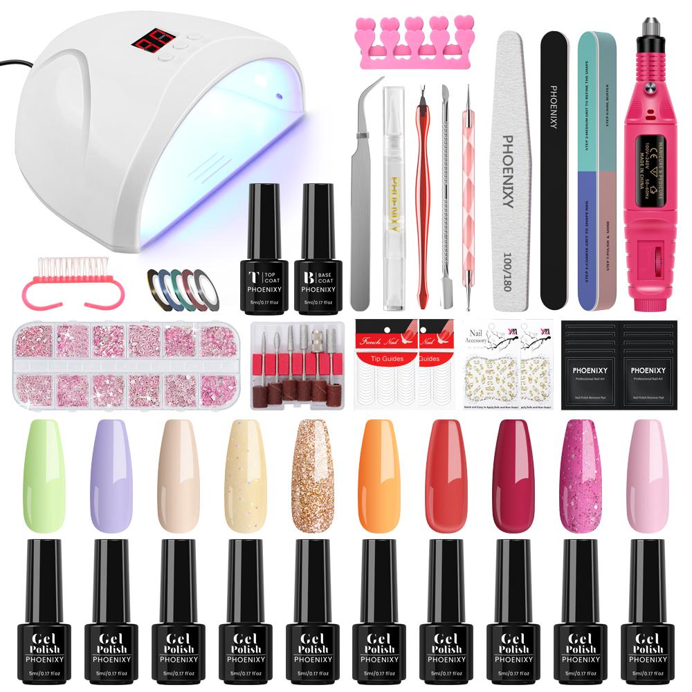 PHOENIXY 36W LED lampa do paznokci suszarka do paznokci wiertarka do paznokci zestaw do Manicure zestaw 5ML zestaw żelowych lakierów do paznokci i zestawy narzędzi do zdobienia paznokci Soak-off