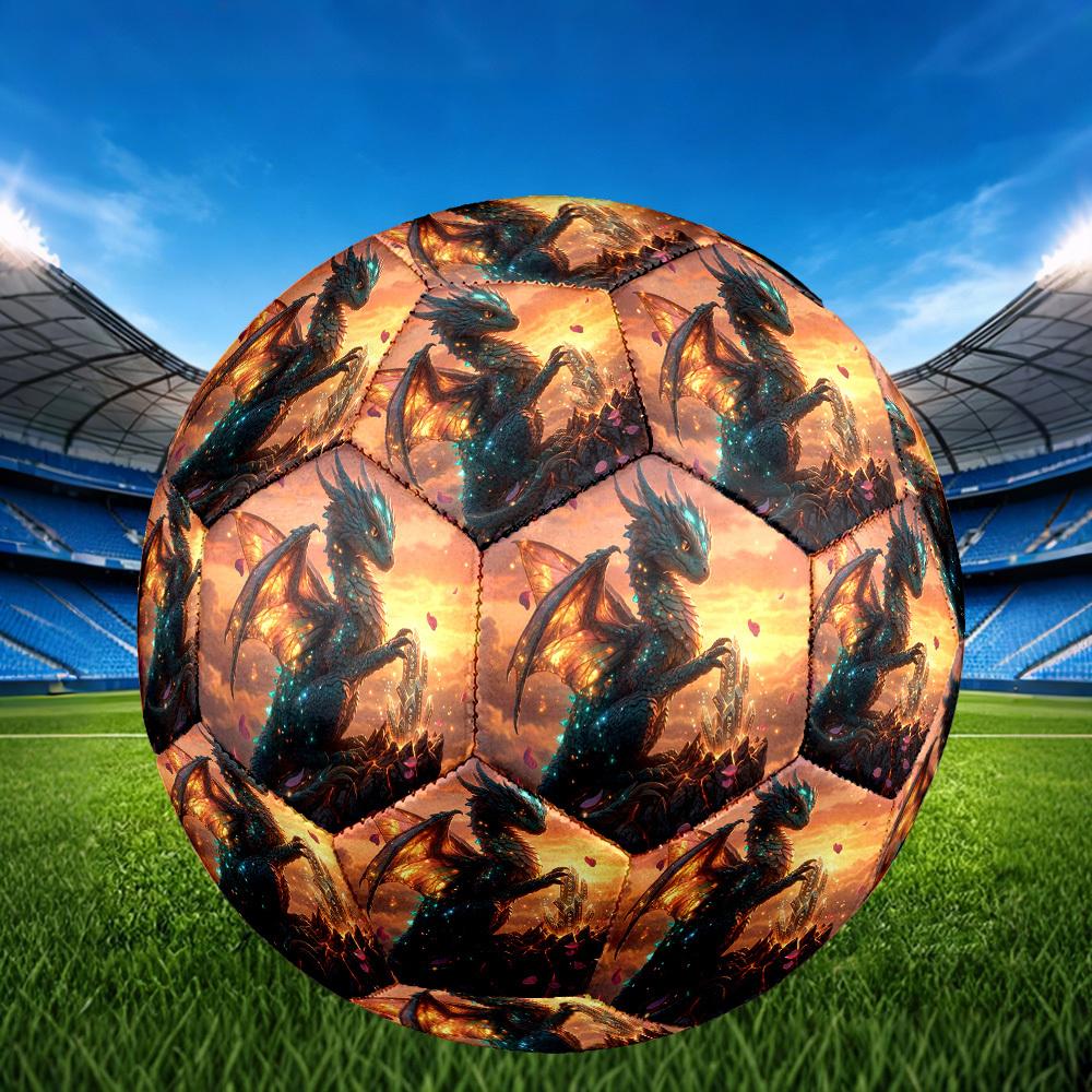 1pc Dragon Fantasy Sunset Theme Soccer Ball Football, Size 5, Lightweight PVC, Outdoor Training Soccer Ball,Sports Gift t61482