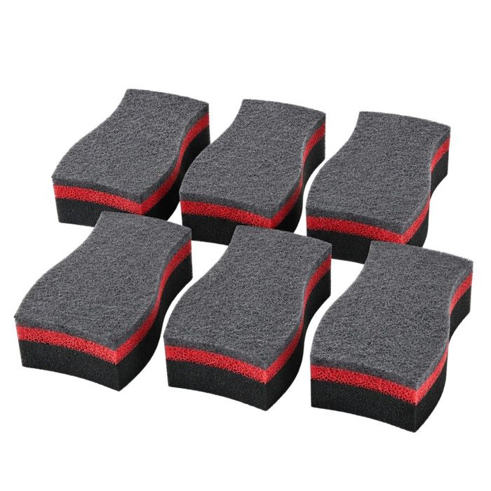 Grillschwamm - BBQ PARTY - Set 6 Stück - Beidseitig schmirgelnd & Mousse - Ergonomisch 14,5 x 8 x 4 cm - Langlebig