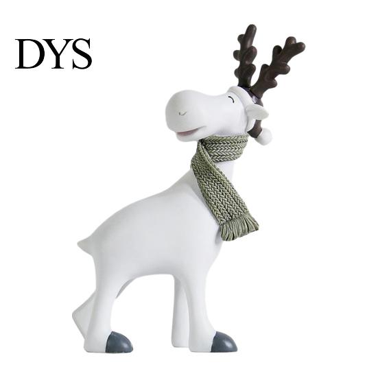 Moderne Wohnzimmer-Tischdekorationen Nordisch Minimalistisch Harz Rentierfigur mit Strickschal, Niedliche Heilende Hirschstatue, Mattweißer Boho-Tisch