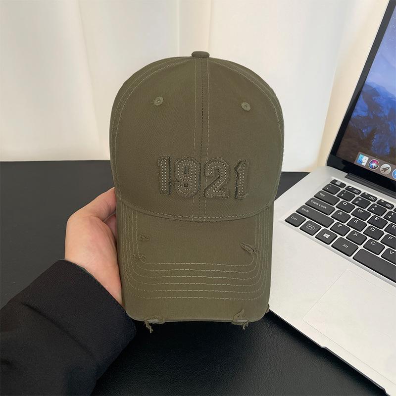 Alphabet Patch Baseball Cap Women's Spring Summer Vintage Washed Hole Sun Hat Outdoor UV Protection Cap Men