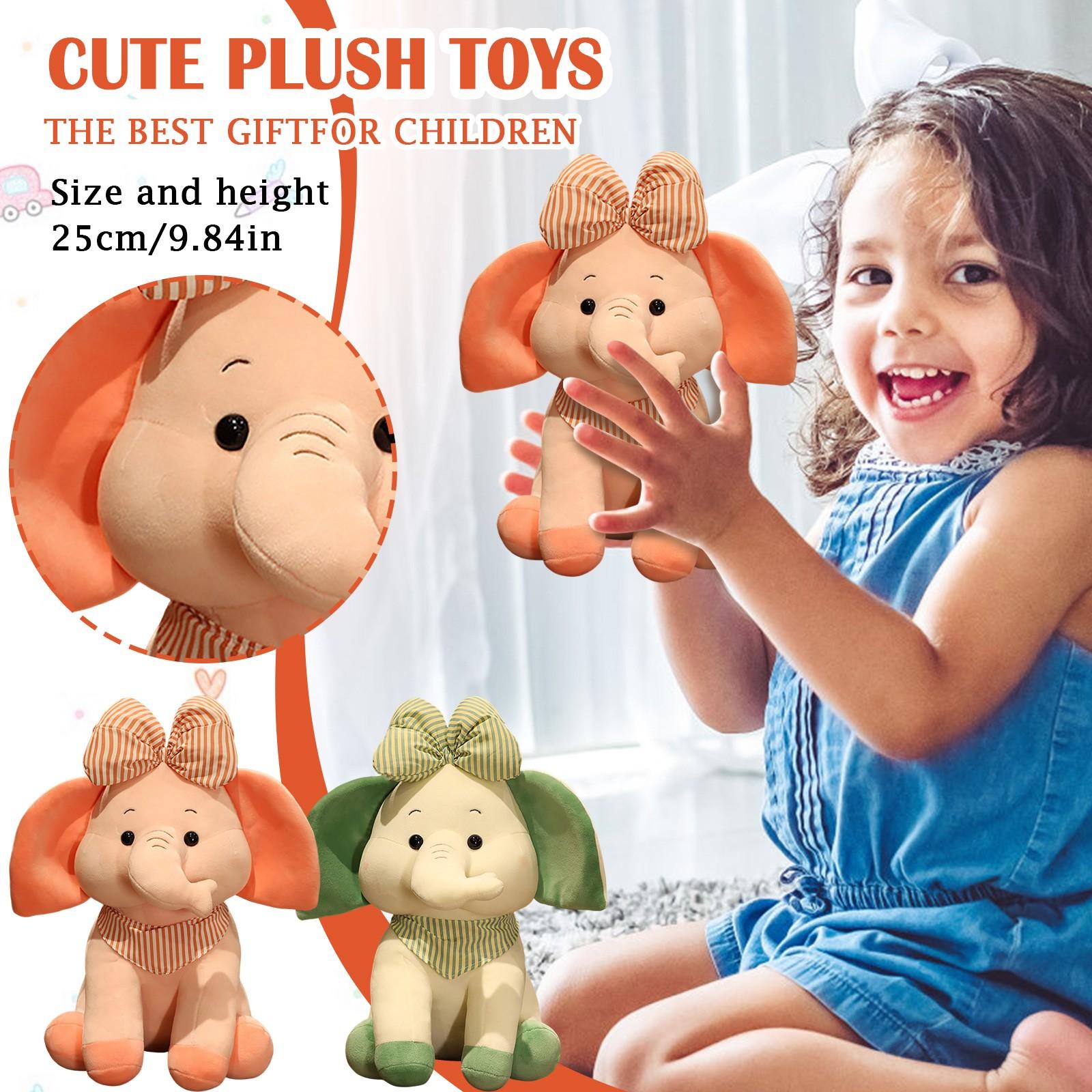 

Cute Baby Elephant Doll Plush Toy Soft Cute Flower Knot Elephant Rag Doll Doll One Size зелений
