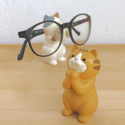 Resin Cat Figurine Phone Cat Shaped Holder Animal Gifts Eyeglass Frame Stand Cute for Cat Lovers Home Office