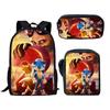 Sonic Backpack Set for Kids 3-Piece Anime Cartoon School Bag Boys Girls Lightweight Anti-Theft Bookbag with Pencil Case & Lunch Bag