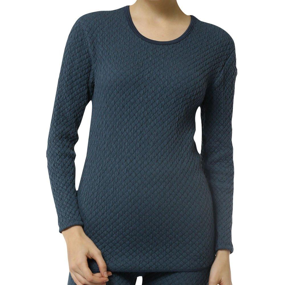 

Long Sleeve Crew Neck Hidamari Sleeve Women s Innerwear, Chomolungma [Triple Series] (LL (XL), Navy) [QM823]
