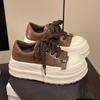 Muffin thick-soled retro board shoes women's autumn 2025 new models, small people increase their height and show their feet, small casual sports b