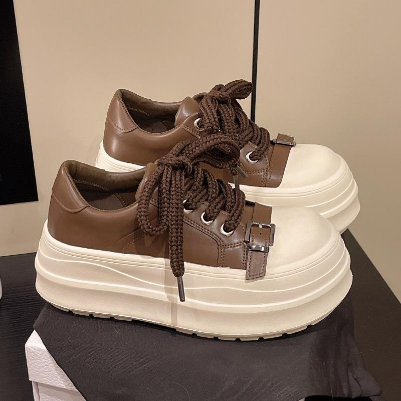 Muffin thick-soled retro board shoes women's autumn 2025 new models, small people increase their height and show their feet, small casual sports b