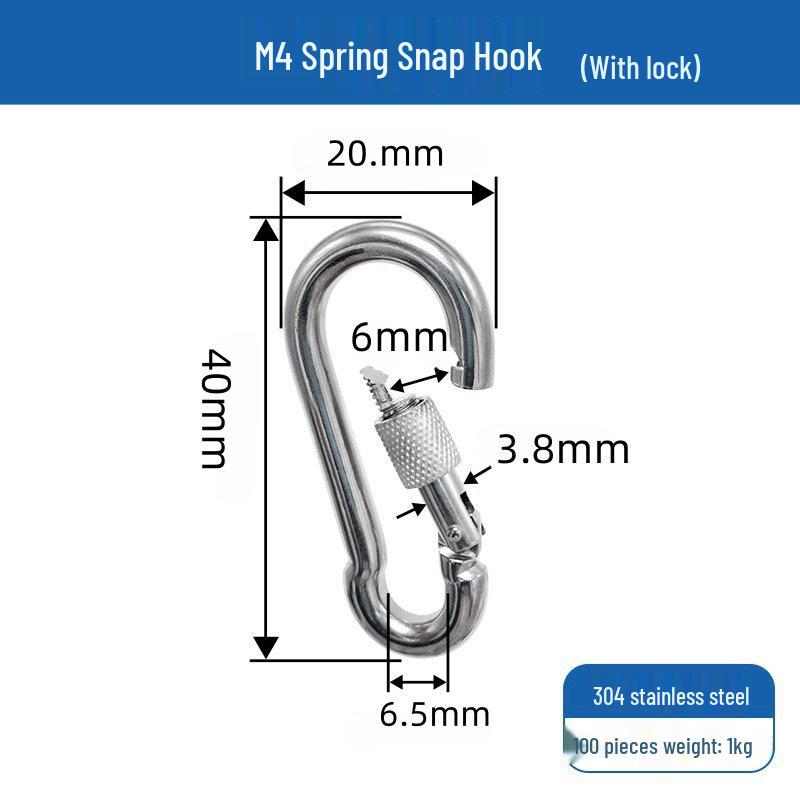 304 Edelstahl Karabinerhaken mit Schloss & Buchse für Schlüsselanhänger/Hundeleine