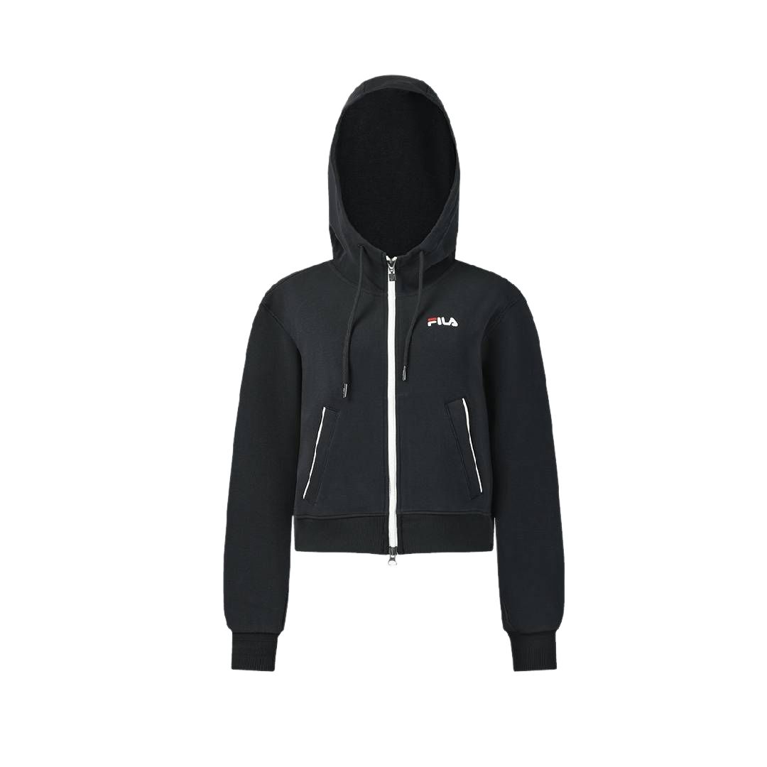 Fila Tennis Loose Fit Zip Knit Hooded Long Sleeve Jacket Women jackets A11W613513F-NV S