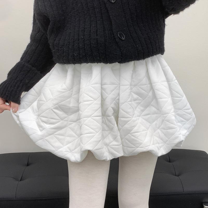 Korean Style Women's Elastic High Waist Padded A-line Mini Skirt-Pants for Autumn/Winter