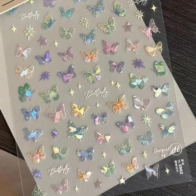 INS Schöne Schmetterling Pearly Lustre Laser Aufkleber Mädchen Glitzernde Telefon Fall Spiegel CCD Kamera DIY Decor Patch Nette Art Deco