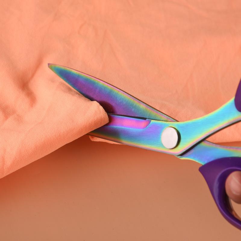 Titanium-Coated Stainless Steel Tailor Scissors with PU Leather Grip for Cutting Cloth and Apparel