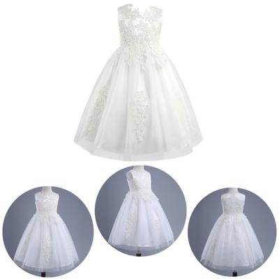 ילדים פרחים בנות שמלת כלה ללא שרוולים שמלת תחרה מסיס במים שמלת שושבינה תחרות כלה שמלת נשף