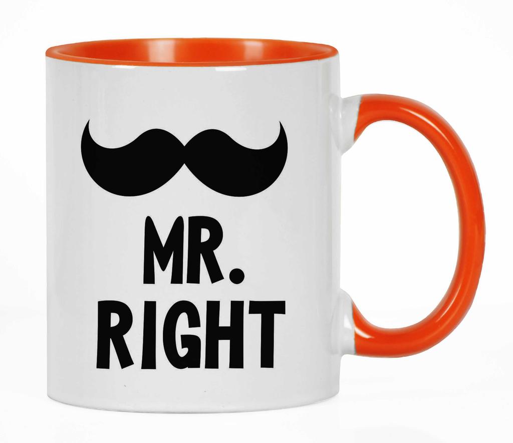 Inkdotpot Mr.Right Funny Novelty 11 Oz Coffee Mugs Great For Groom Engagement Gift Ceramic