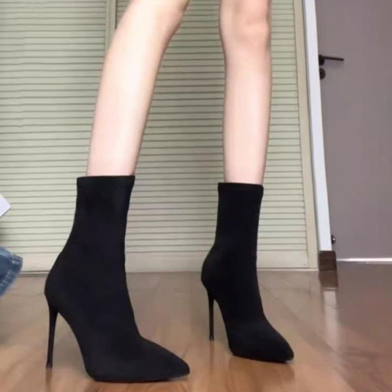 AutumnAnd Winter New  Korean Elegant Temperament Thin Heel Skinny Boots Pointed Toe Versatile Foreign Style Boots Women
