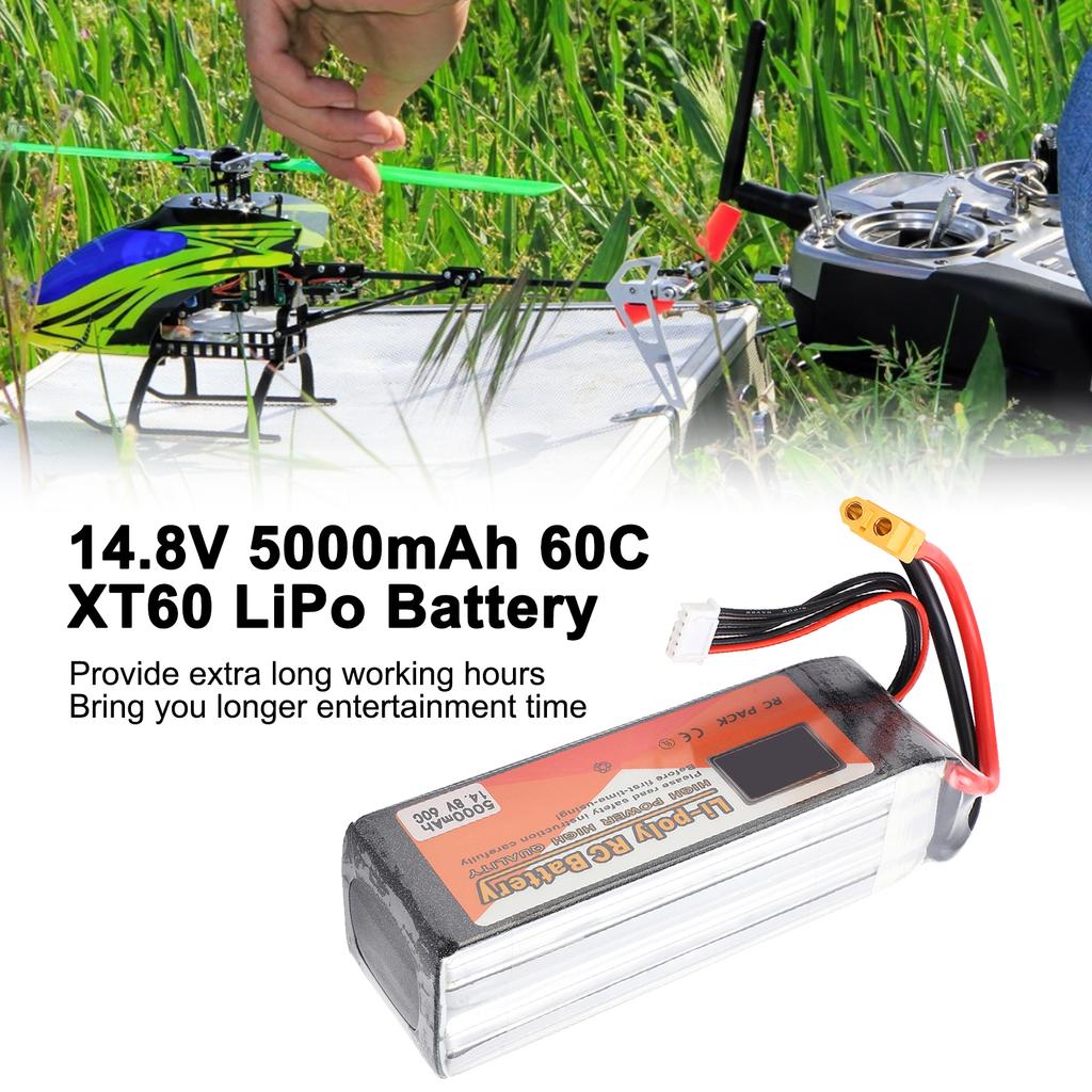 14.8V 60C 5000mAh 4S Lipo Battery XT60 Plug for RC Racing Drone Helicopter Car Boat