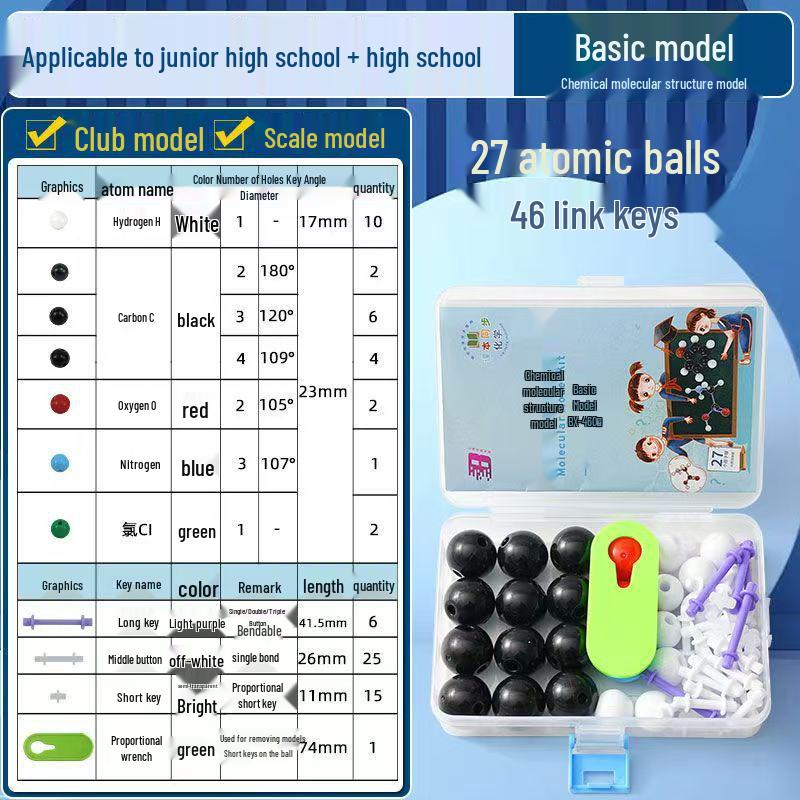 Junior High & High School Chemistry Molecular Structure Model - Proportional Ball-and-Stick Set for Organic Matter Learning