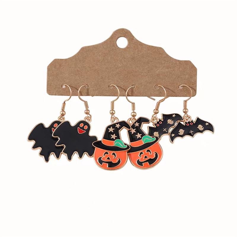 European-American Holiday Drip Oil Earrings Set: Christmas & Halloween Designs