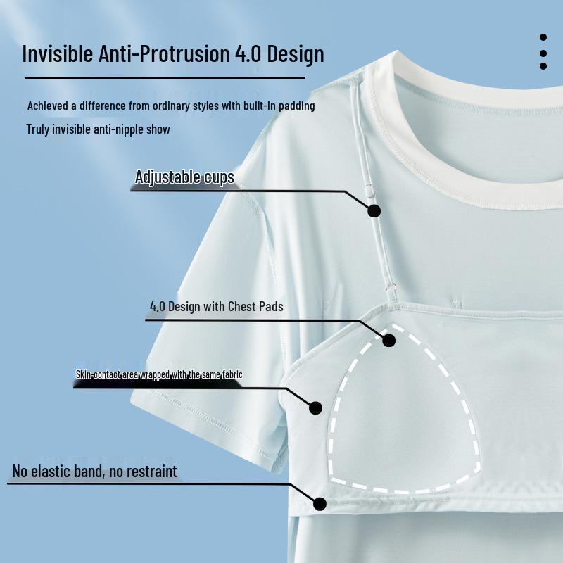 Ice Cloud Cool Feel Color-Blocked Round Neck Short Sleeve Pocket Pajamas with Cups