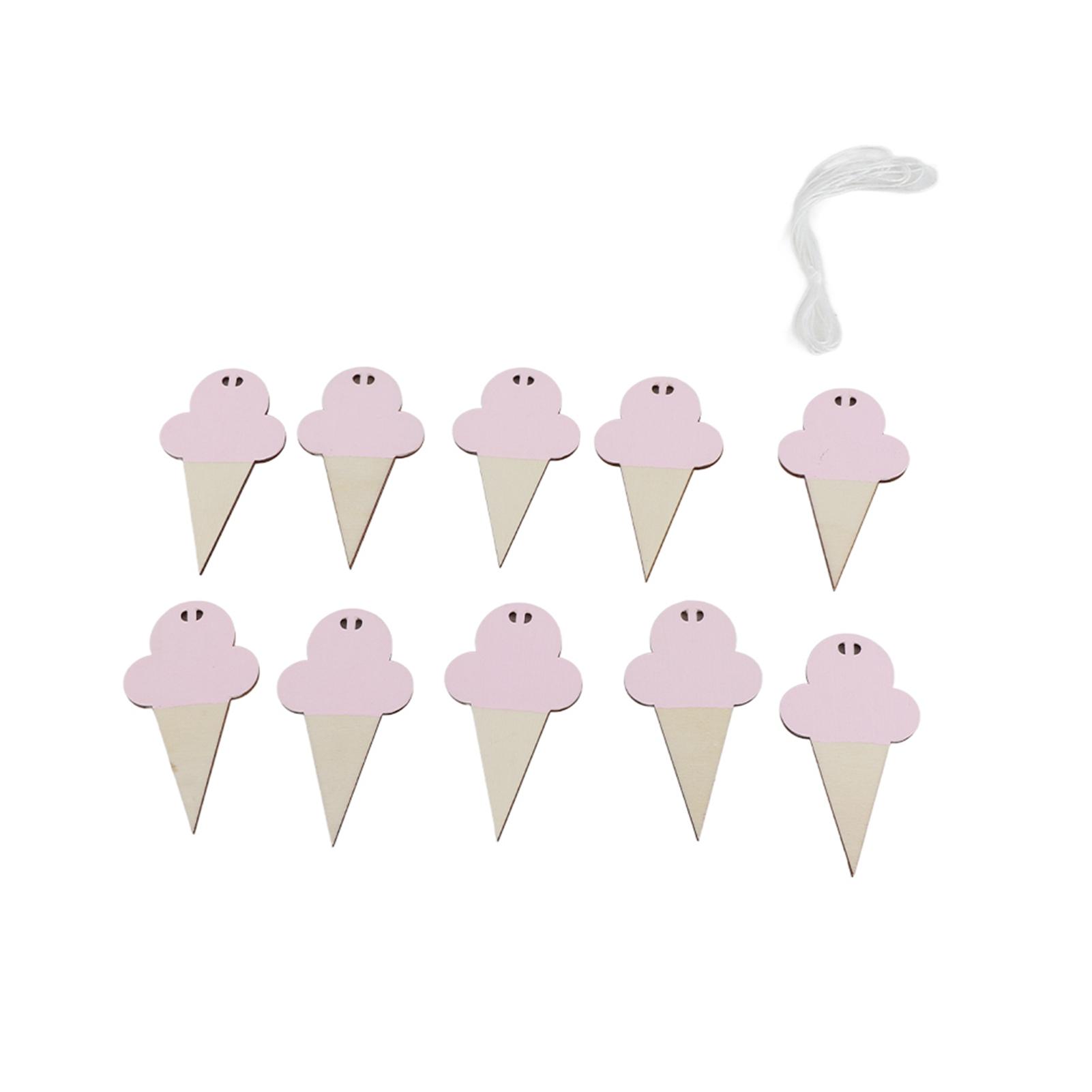 

10Pcs Ice Cream Shape Wooden Hanging Garland Nursery Children Bedroom Wall Decorations розовый