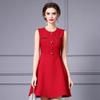 Zhi Li 2025 Summer Elegant Diamond Buckle Sleeveless Dress for Sophisticated Women