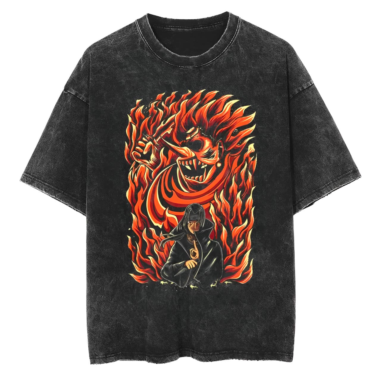 

Itachi Uchiha T Shirt Naruto Men Acid Wash Susanoo Fire Anime Graphic Cotton Streetwear Manga Totsuka Blade Genjutsu Tee M