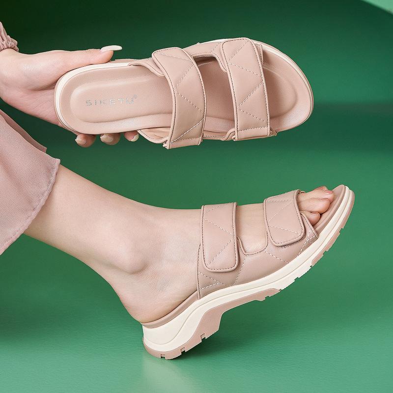 Fashion 2025 Summer Shoes Women Sandals Summer Holiday Fashion Brand Flat Ladies Sandals Non-slip Black Pink Plus Size 41 D435