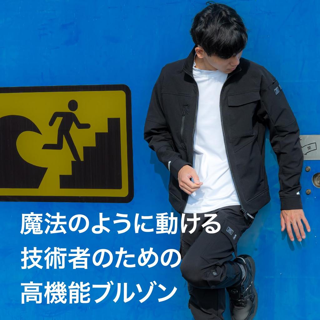 Masho Work Zipper Reflective Fiber [FIVES] Jacket, Unisex, Black, 100% Polyester, Closure, (JP, Alphabet, M)