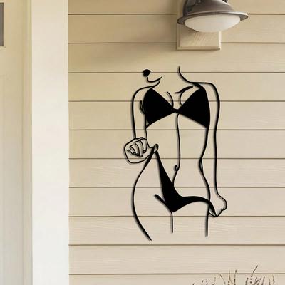 1 pièce, décoration murale en métal représentant une femme, 40 x 23,4 cm, décoration murale en métal représentant une femme, art au trait minimaliste