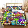3D Cartoon Graffiti Print Polyester Bedding Set For Kids Boys Teens King Size Home Textiles Soft Comfortable
