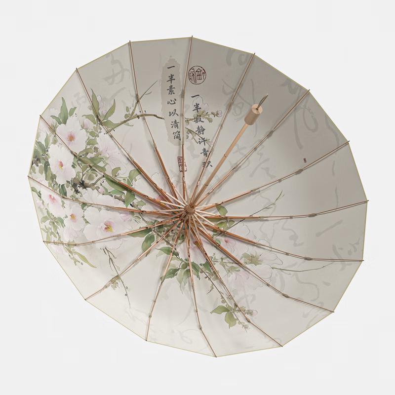 Rain Companion 16-Rib Compact Umbrella - Cherry Blossom Design