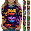 Print Tops For Youth Girls Round Neck 3/4 Sleeves T-Shirts Trendy Tops Outfit Tees