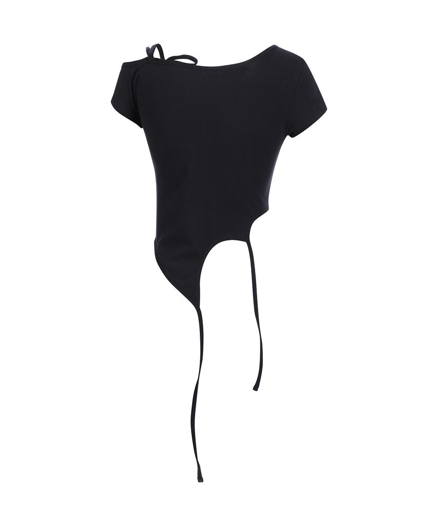 LALAFOX Shoulder Cut-Out T-Shirt Black Bq2Ch016