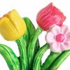 4 Peças Miniatura de Aglomerado de Flores Pequena Resina Falsa Girassol Tulipa Grama Modelo para Jardim de Fadas Micro Paisagem Decoração de Casa de Bonecas
