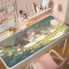 Extra Large Cute Cat Cartoon Mouse Pad with Stitched Edges - Aesthetic Desk Mat for Girls