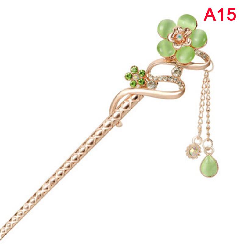 Vintage Chinese Style Hair Stick, 1 Piece Metal Hairpin with Rhinestone Decoration