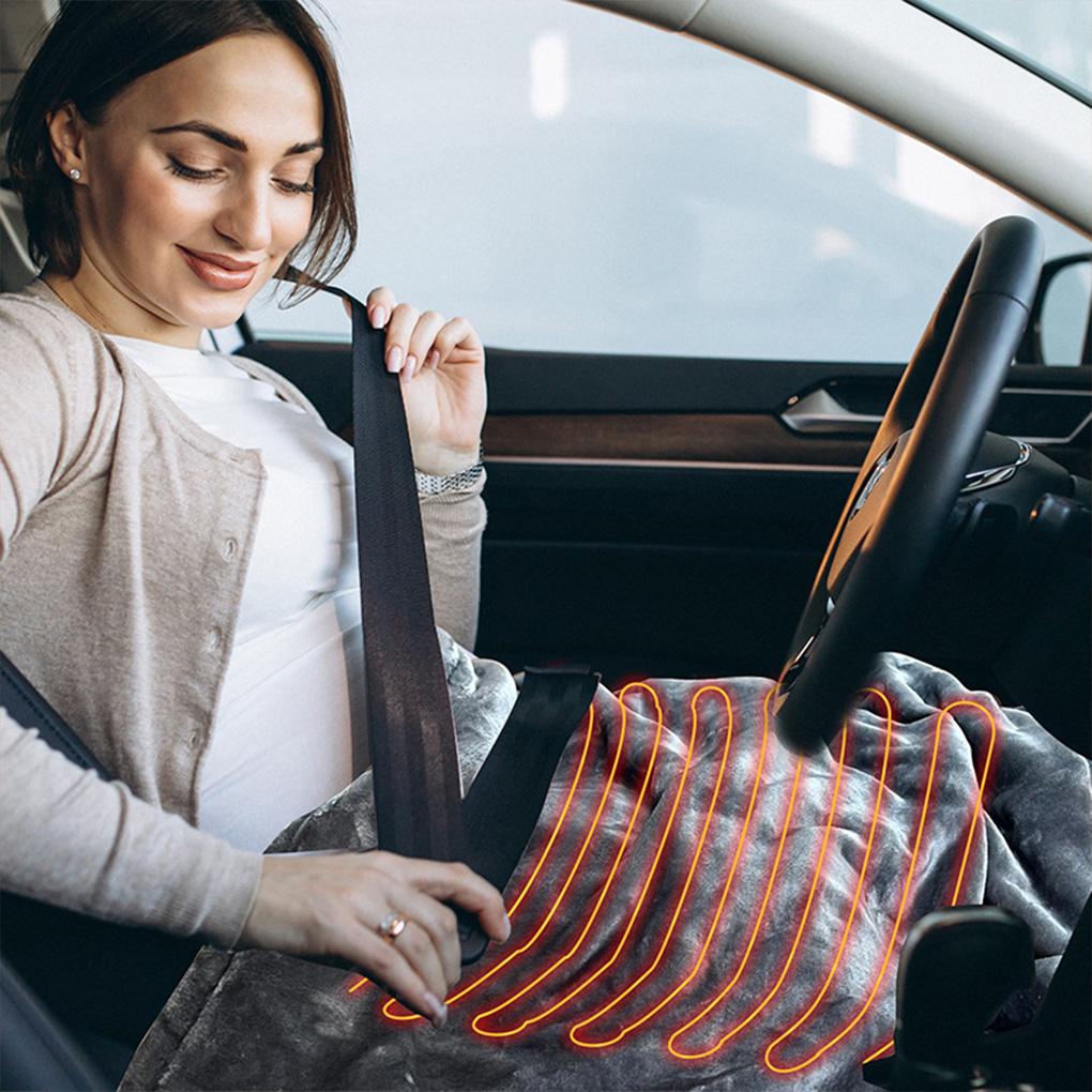 12V Car Electric Heated Blanket Smart 9 Heating Level 2/8/10 Hours Auto-Off Machine Washable Flannel Travel Car Electric Blanket