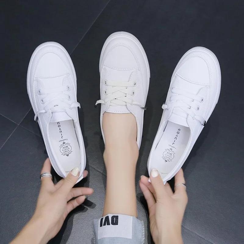 2024 Platform Sneakers, White Flat Vulcanized Casual Shoes