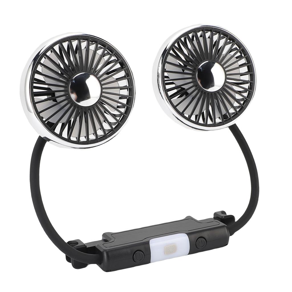 USB Ventilátor do auta Výkonný 3 rychlostní Dvouhlavý Husí krk Chladicí ventilátor do auta Otočný o 360 stupňů DC 5V Auto