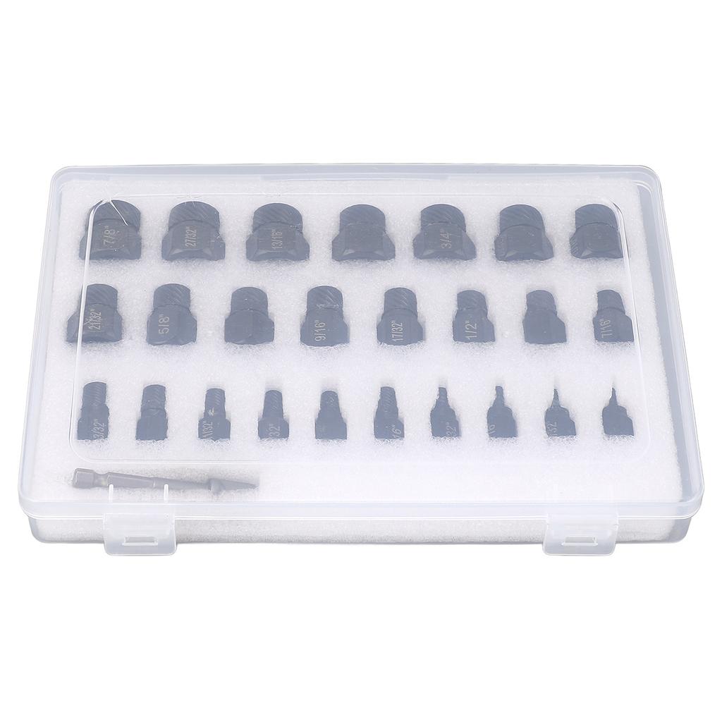 26Pcs Screw Extractor Set Multi Spline Guide Remover Tool for Rust Damaged Studs Bolts