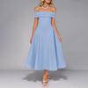 Summer Women's Fashion Off-shoulder Sexy Style One-length Solid Color Dress for Women
