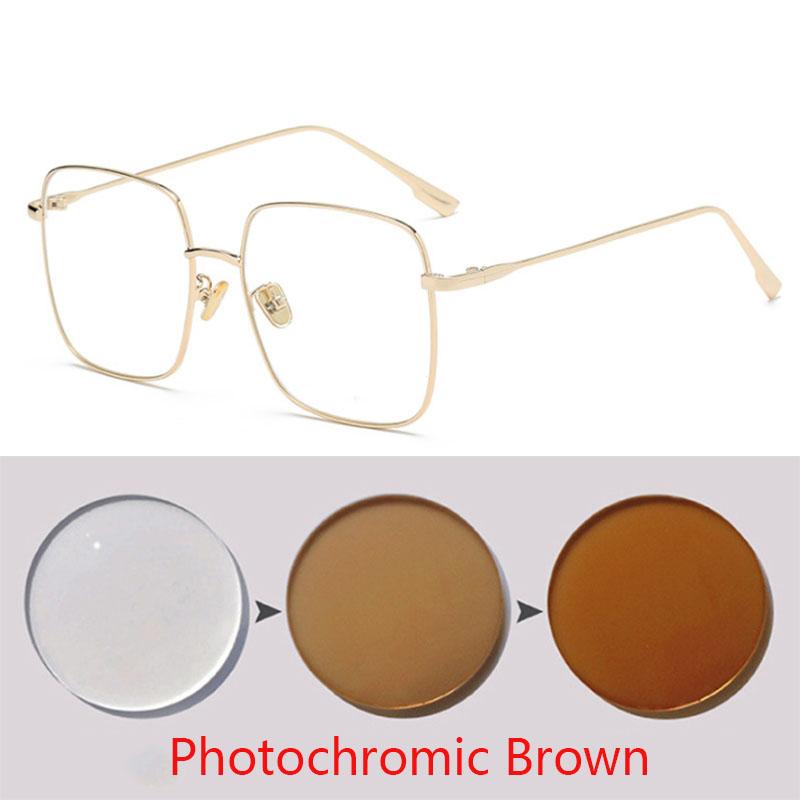 Big Frame Square Myopia Women Diopter Eyeglasses Metal Black Nearsighted Eyeglasses Prescription 0 -0.5 -0.75 To -6.0
