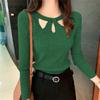 Autumn Cutout Halter Neck Knitted Pullover - Women's Slimming Long Sleeve Sweater