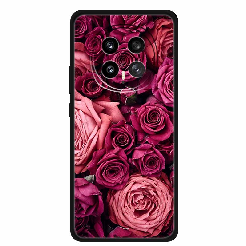 Mobile Phone Protective Case For Honor Magic8 5G Floral Painted Soft Black Silicone Back Cover For Honor Magic 8 2025 Case Funda