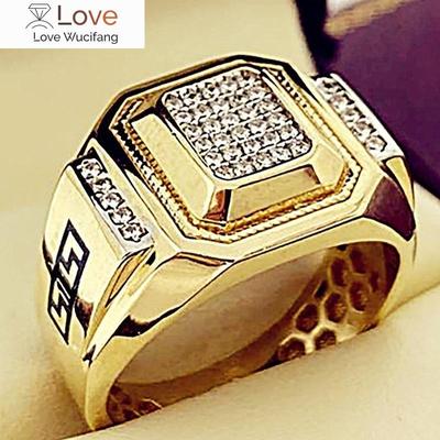 Classic High -Quality Men 'S Domineering 18k Gold Filling Men 'S Ring Inlaid Zircon Crystal Wedding Ring Noble Punk Jewelry