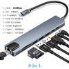 RJ45 100mbps USB C HUB SD/TF Card Reader PD Fast Charge 8 In1 Adapter Aluminum Case 4K HDMI Laptop Docking Station