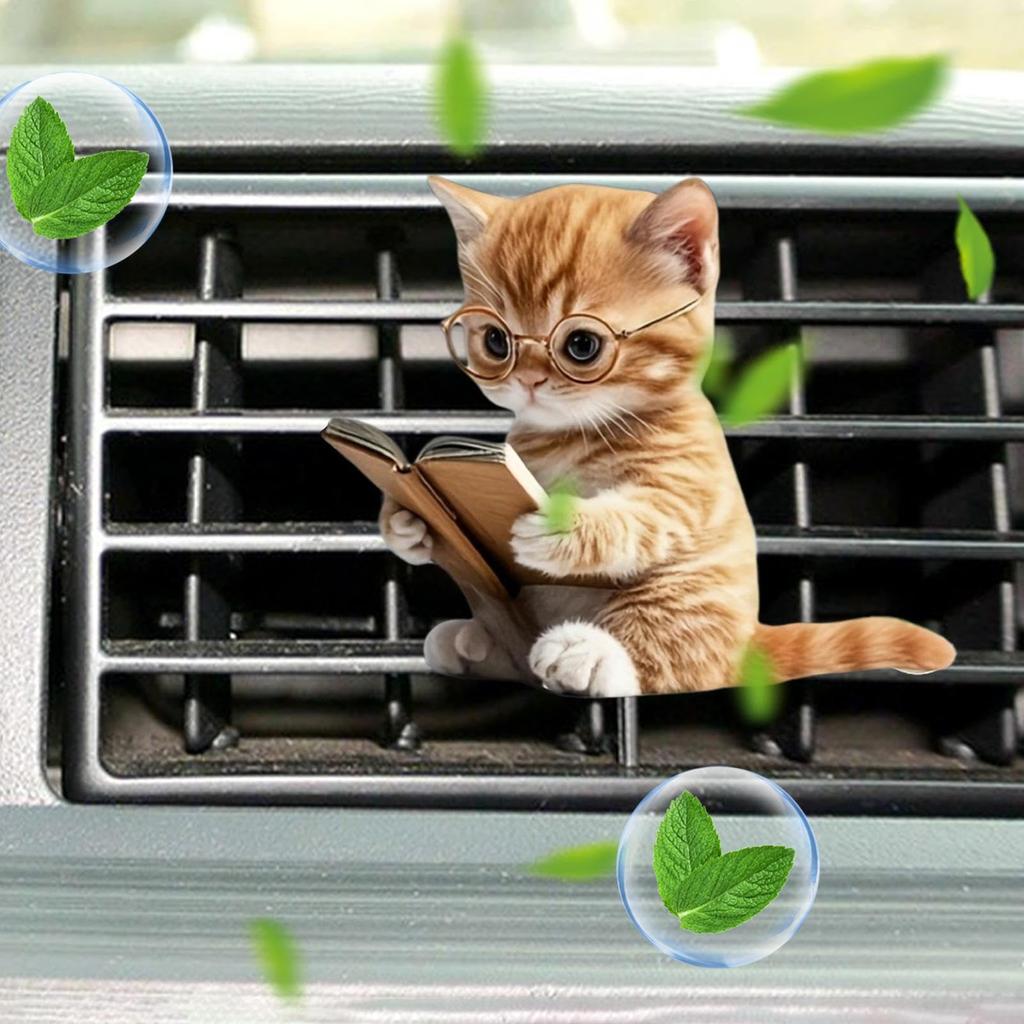 Car Vent Clip - Cat Car Air Vent Decoration - 3D Acrylic Lasting Accessories for Car Driver Men Women