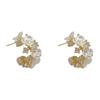 Women Fashion Rhinestone Flower C Shaped Hoop Earrings Minimalist Versatile Female Jewelry